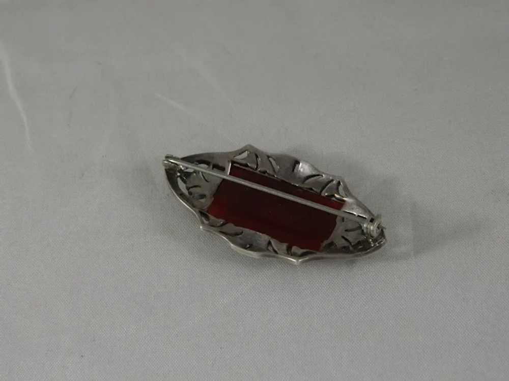 Antique German Art Deco Sterling Silver Carnelian… - image 4