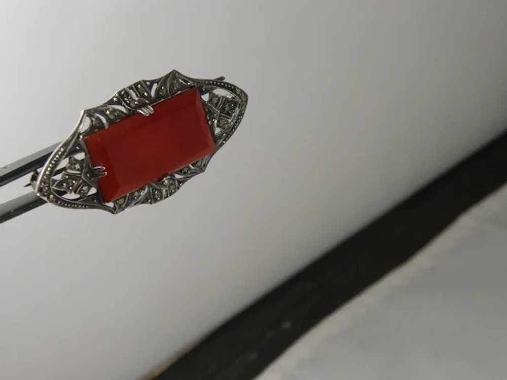 Antique German Art Deco Sterling Silver Carnelian… - image 6