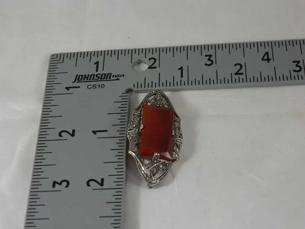 Antique German Art Deco Sterling Silver Carnelian… - image 7