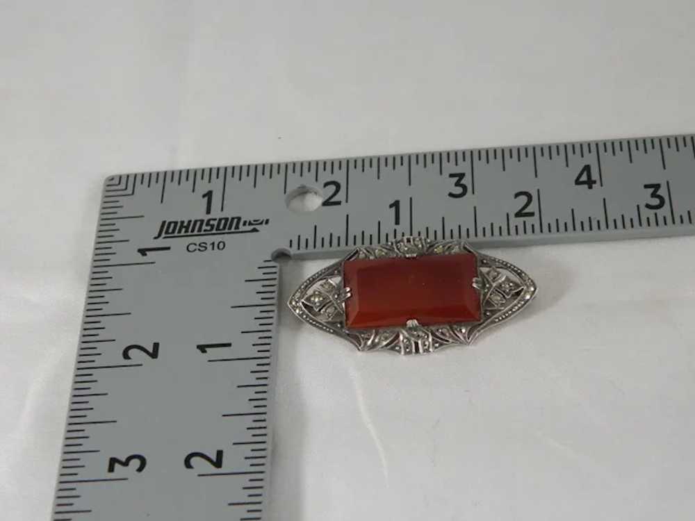 Antique German Art Deco Sterling Silver Carnelian… - image 8