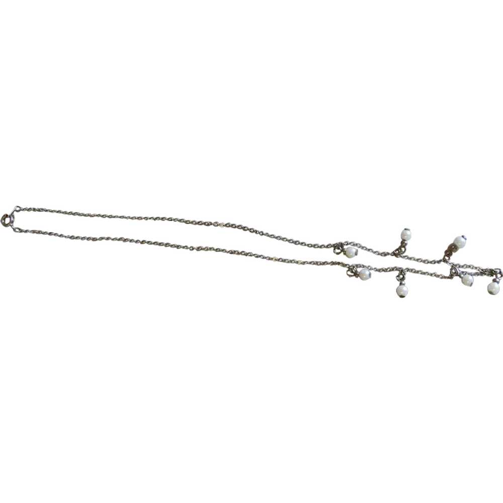 Vintage Delicate Faux Pearl Silver Tone Necklace - image 1
