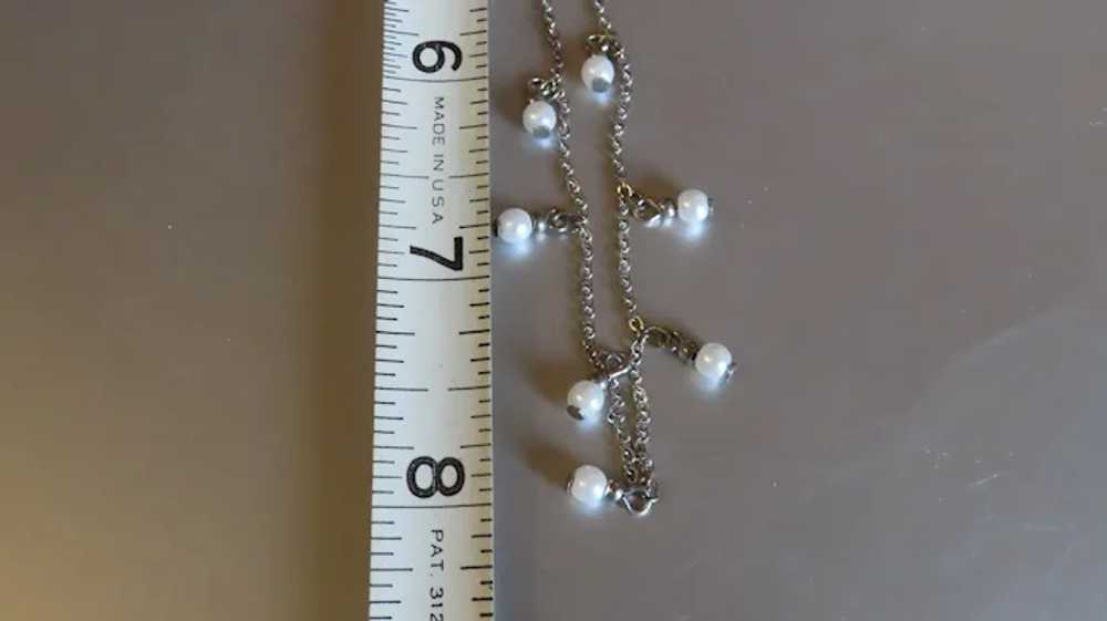 Vintage Delicate Faux Pearl Silver Tone Necklace - image 3