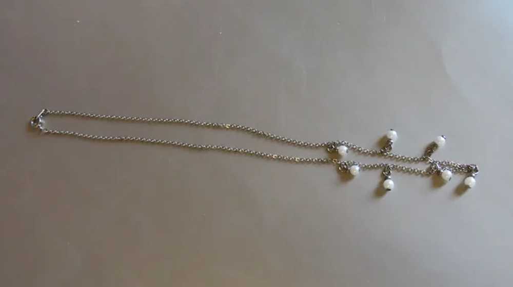 Vintage Delicate Faux Pearl Silver Tone Necklace - image 5