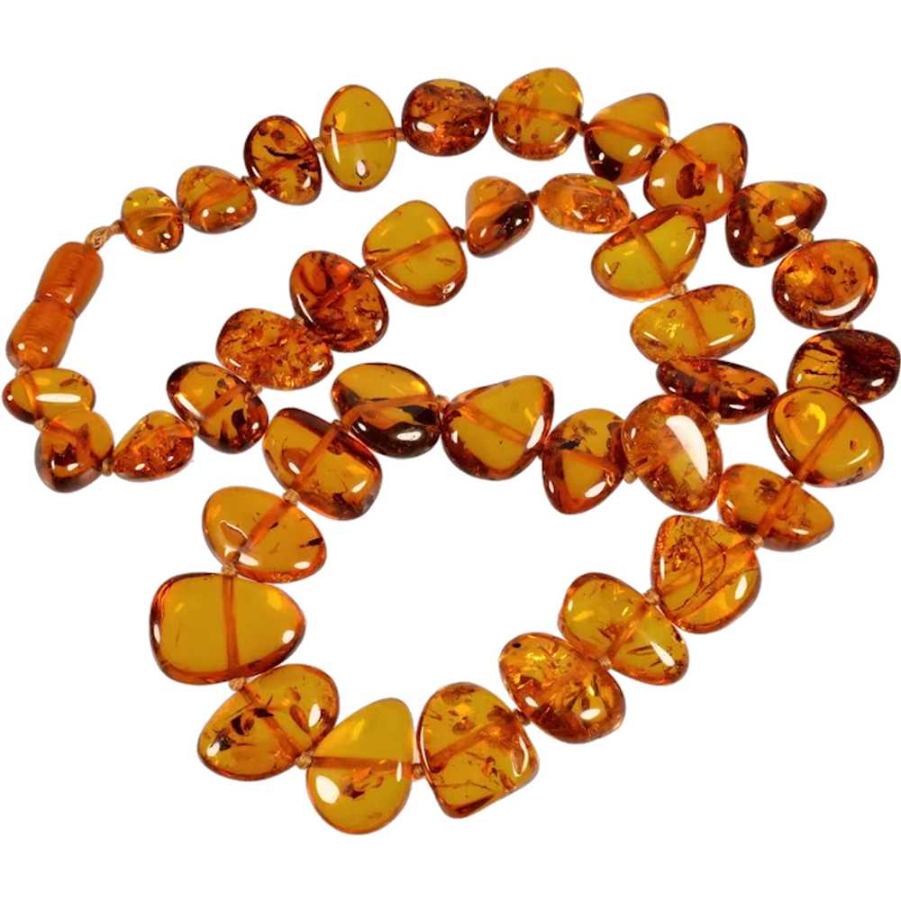 Vintage Genuine Baltic Honey Amber Bead Necklace … - image 1