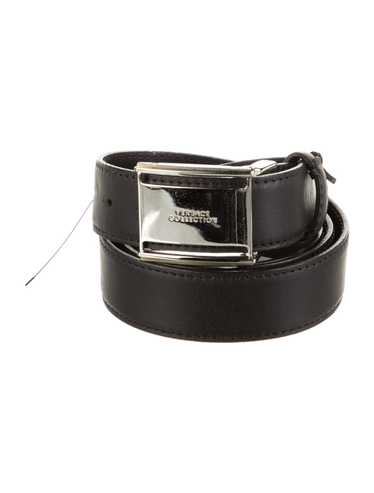 Versace Collection Belt Black Leather Silver-Tone… - image 1