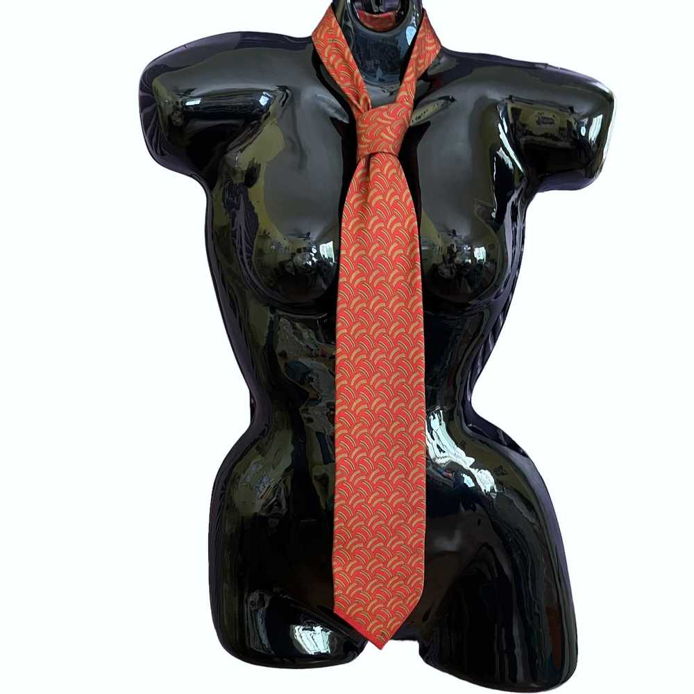 Luxury Arnys Paris Red Printed Silk Tie - Handmad… - image 10