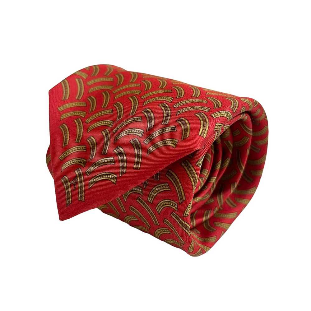 Luxury Arnys Paris Red Printed Silk Tie - Handmad… - image 1