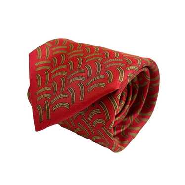 Luxury Arnys Paris Red Printed Silk Tie - Handmad… - image 1