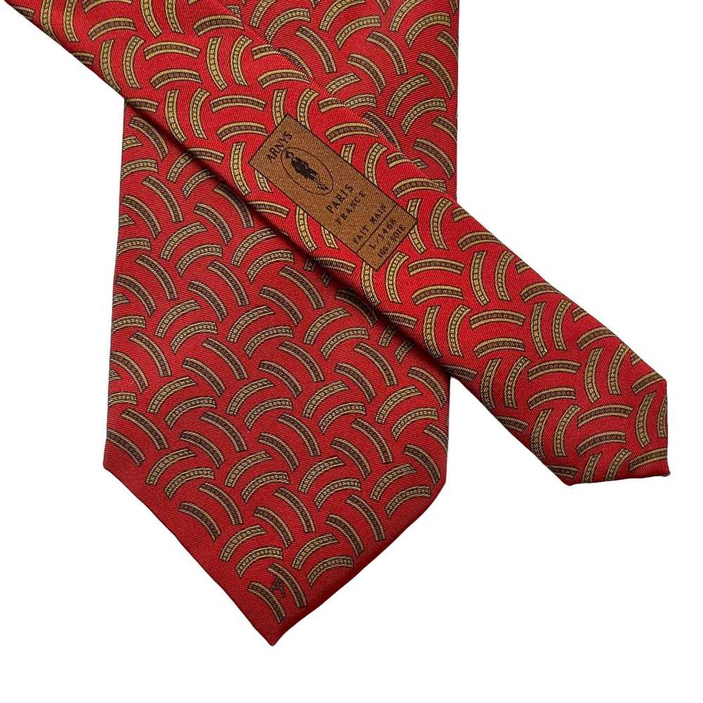 Luxury Arnys Paris Red Printed Silk Tie - Handmad… - image 3