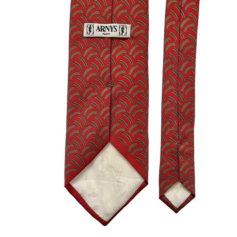 Luxury Arnys Paris Red Printed Silk Tie - Handmad… - image 4