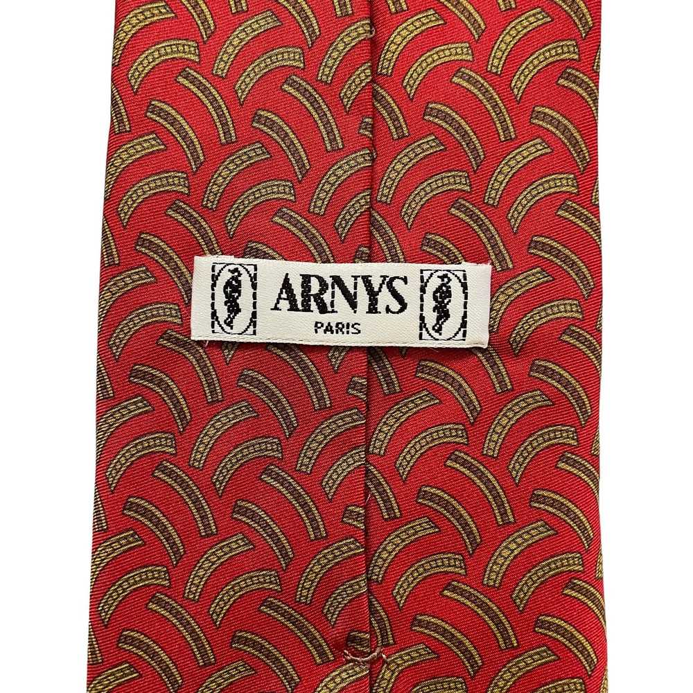 Luxury Arnys Paris Red Printed Silk Tie - Handmad… - image 5