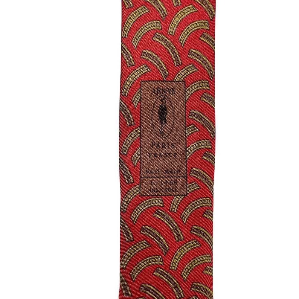 Luxury Arnys Paris Red Printed Silk Tie - Handmad… - image 7