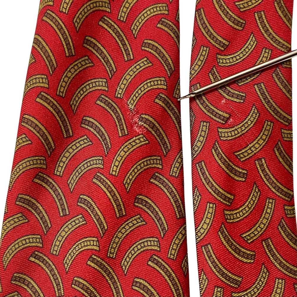 Luxury Arnys Paris Red Printed Silk Tie - Handmad… - image 9