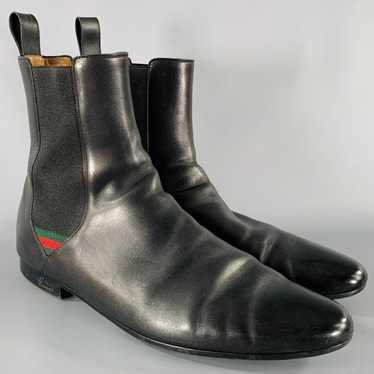 Gucci Black Mixed Materials Leather Pull On Boots - image 1