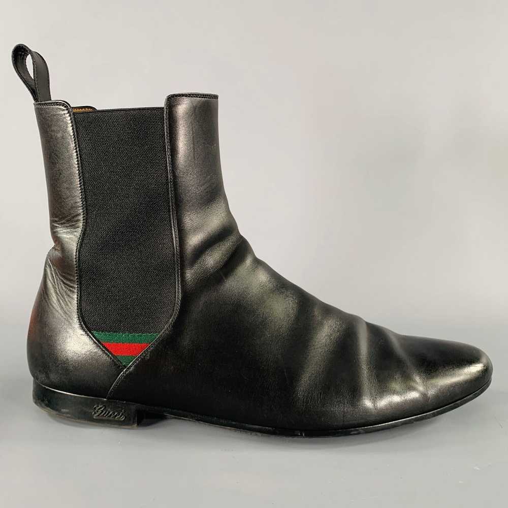 Gucci Black Mixed Materials Leather Pull On Boots - image 2