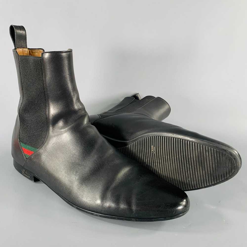 Gucci Black Mixed Materials Leather Pull On Boots - image 5