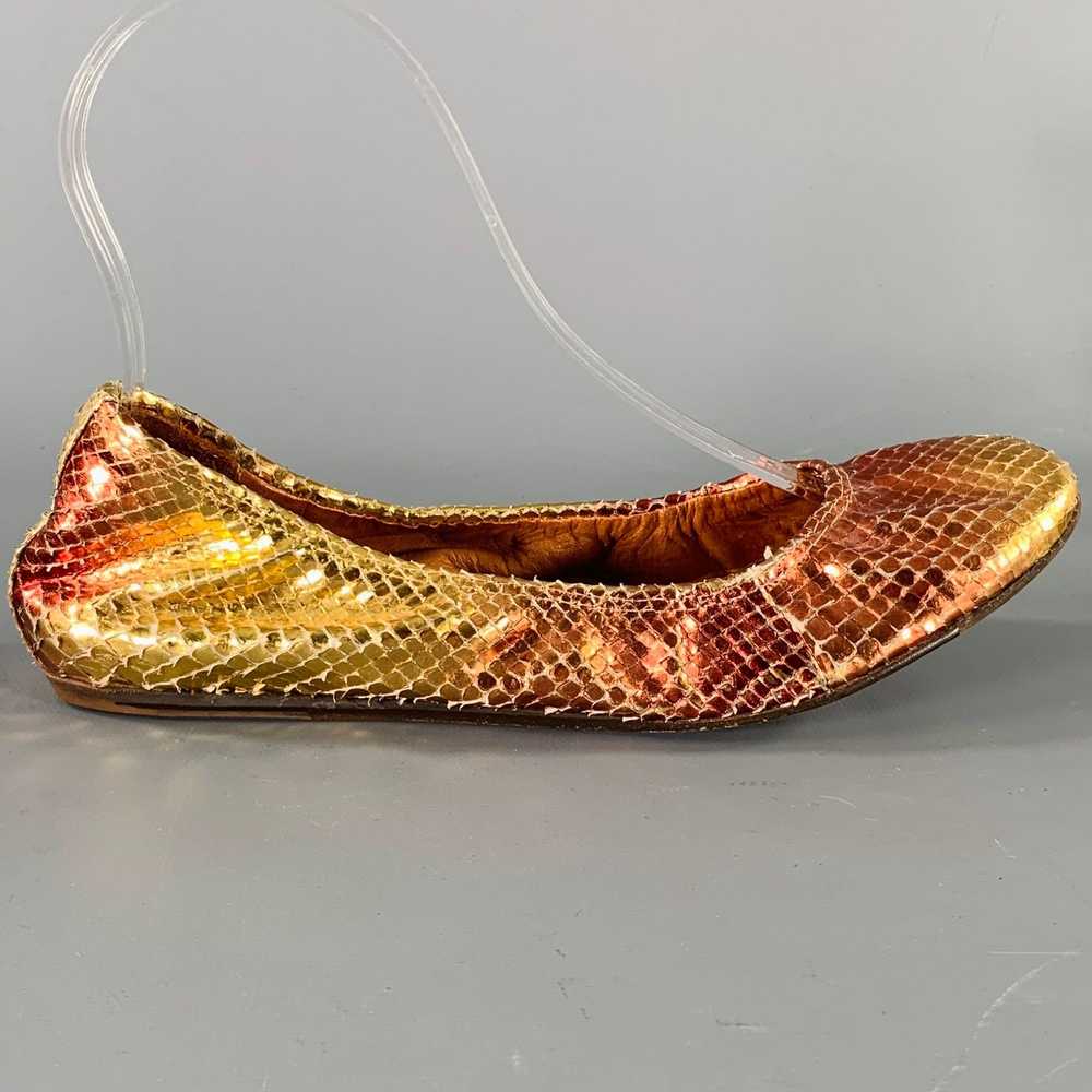 Lanvin Gold Pink Snake Skin Ballet Flats - image 2