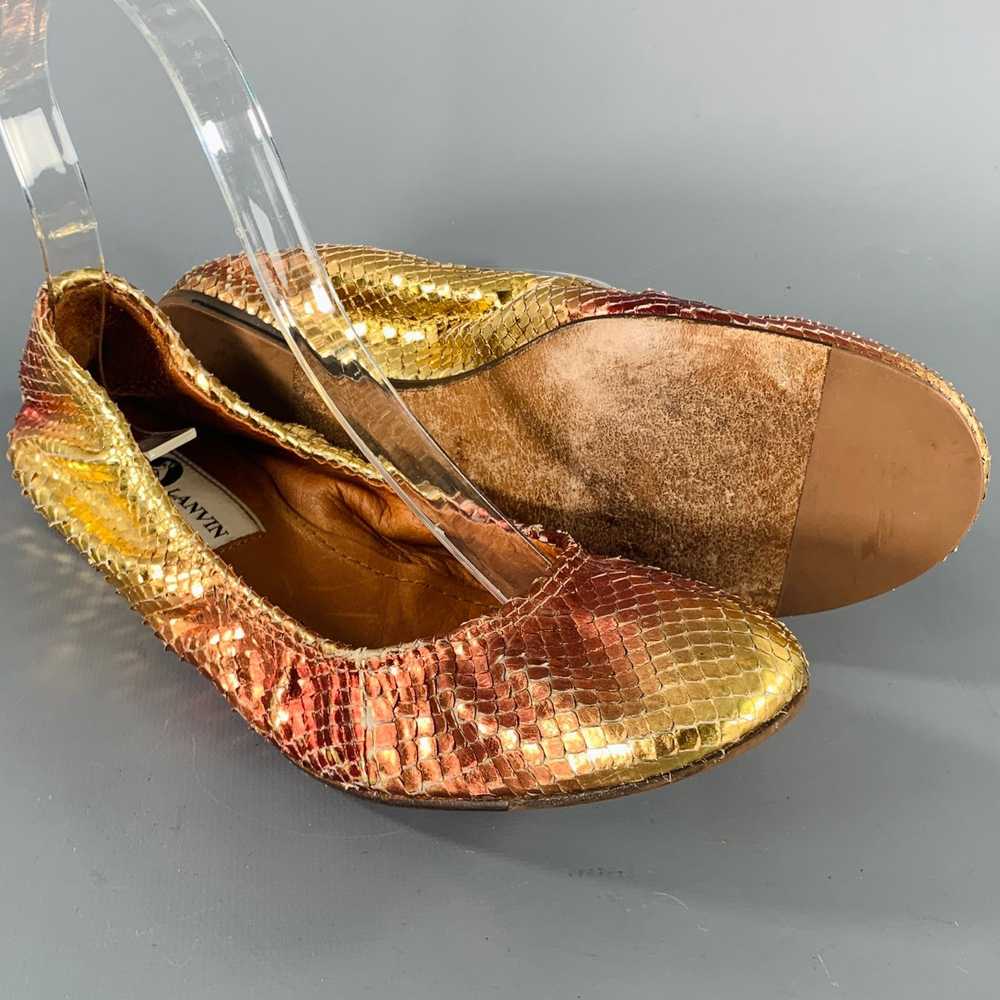 Lanvin Gold Pink Snake Skin Ballet Flats - image 5