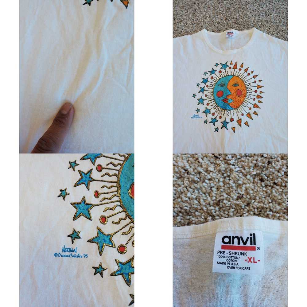 Anvil Vintage Sun & Moon Face T Shirt XL Adults W… - image 4