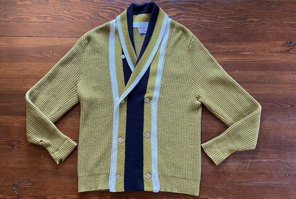 Cardigan × Vintage Vintage 50’s Campus Lambswool … - image 2