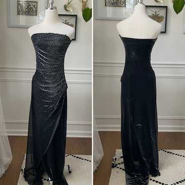 Jump Y2K Jump Strapless Black Silver Formal Gown D