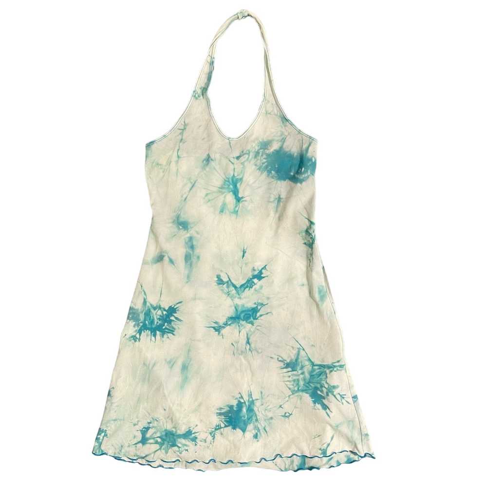 y2k euro blue tie dye sporty fitted halter mini d… - image 2