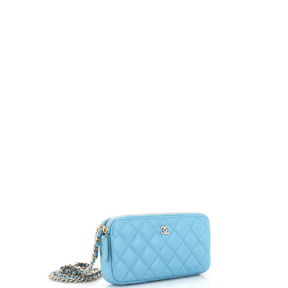 CHANEL Double Zip Clutch with Chain Quilted Lambs… - image 2