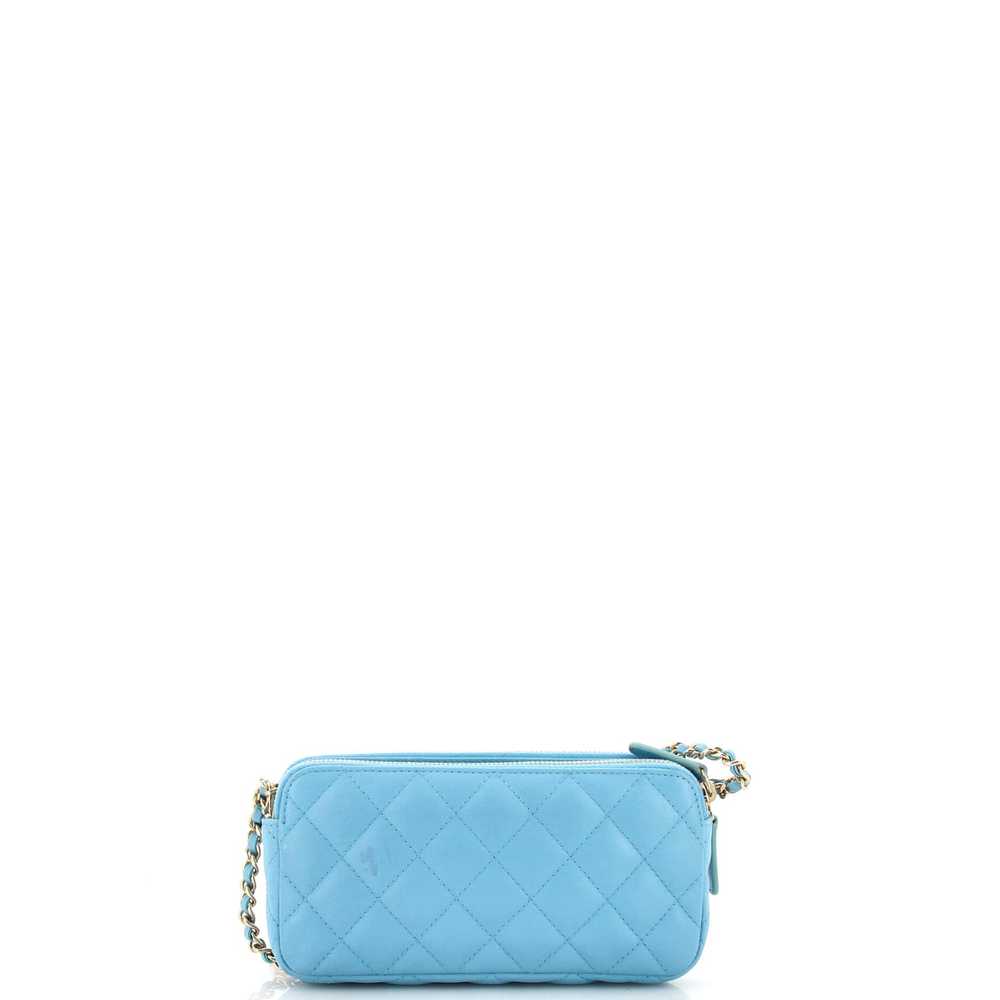 CHANEL Double Zip Clutch with Chain Quilted Lambs… - image 3