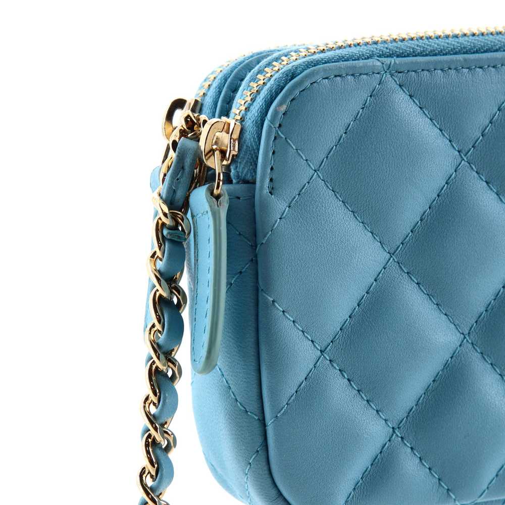 CHANEL Double Zip Clutch with Chain Quilted Lambs… - image 8