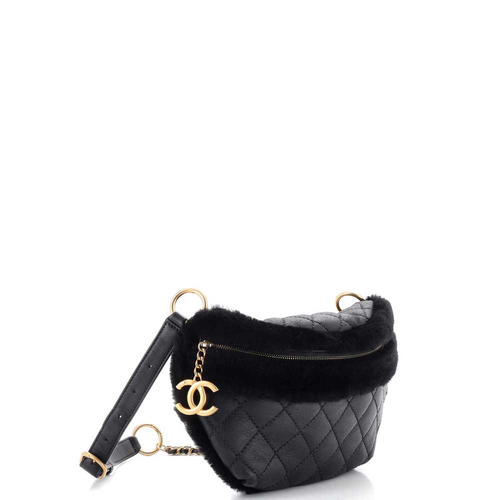 CHANEL CC Zip Waist Bag Quilted Calfskin with Fur - image 2