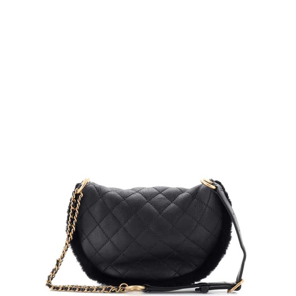CHANEL CC Zip Waist Bag Quilted Calfskin with Fur - image 3