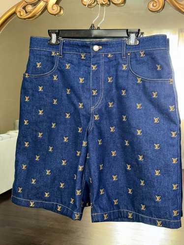 Louis Vuitton Embroidered Signature Denim Shorts