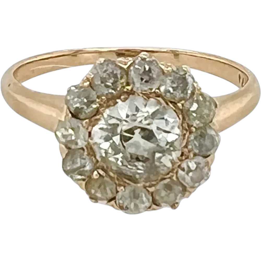Victorian 14K Gold and Diamond Cluster Ring - image 1