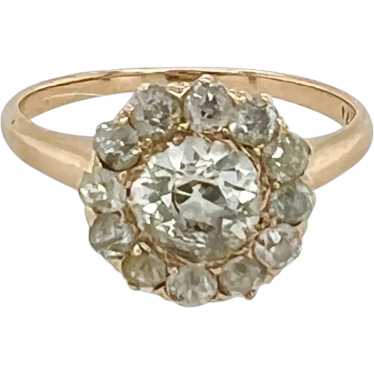Victorian 14K Gold and Diamond Cluster Ring - image 1