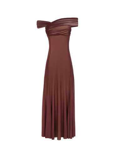 Milla Second-skin maxi dress in chocolate color - image 1