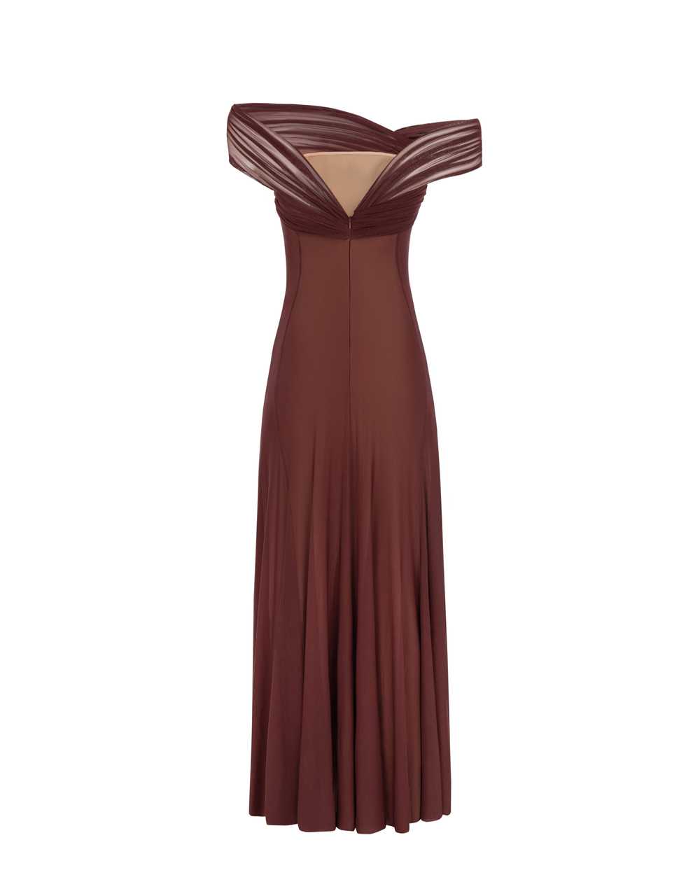 Milla Second-skin maxi dress in chocolate color - image 3
