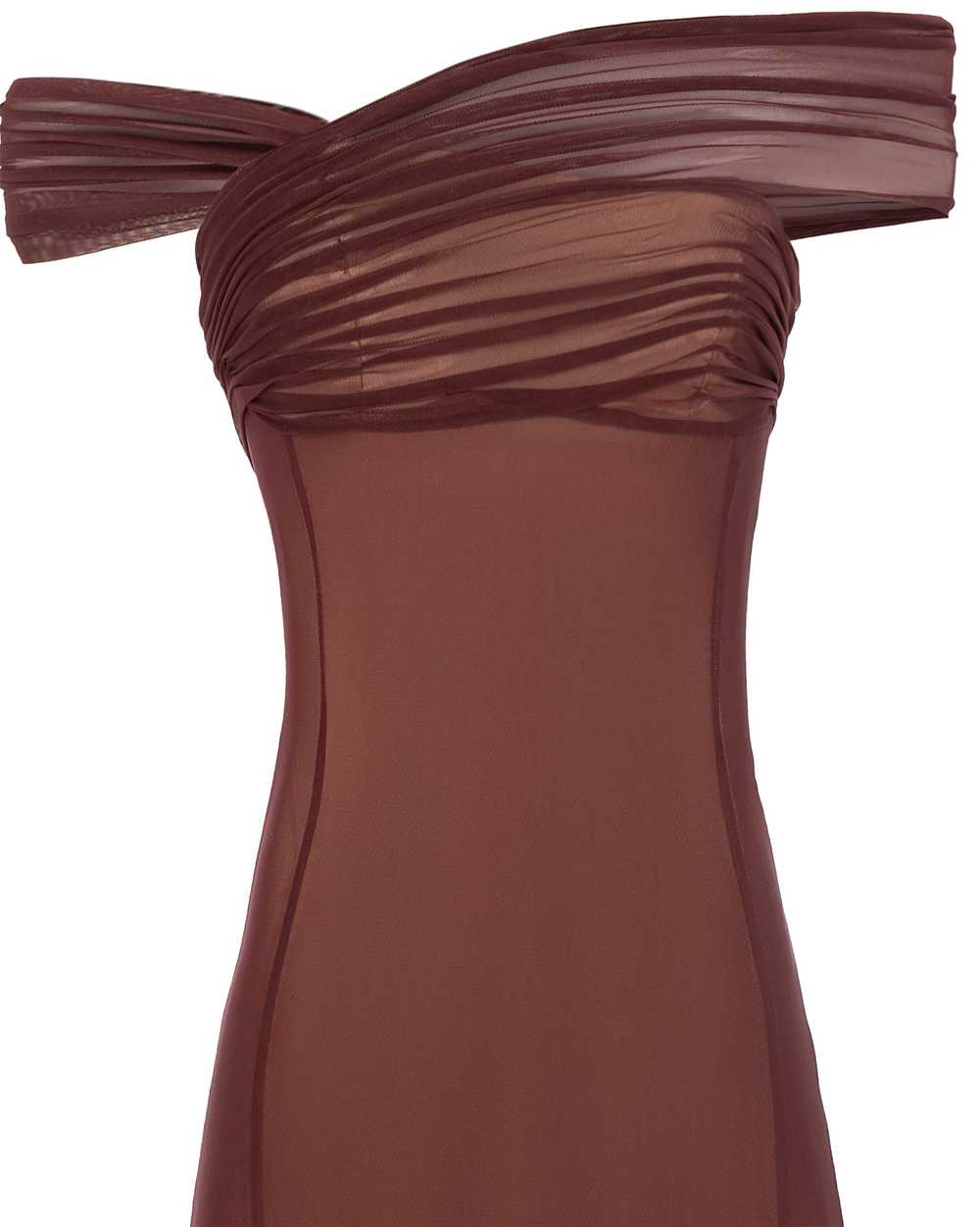 Milla Second-skin maxi dress in chocolate color - image 5
