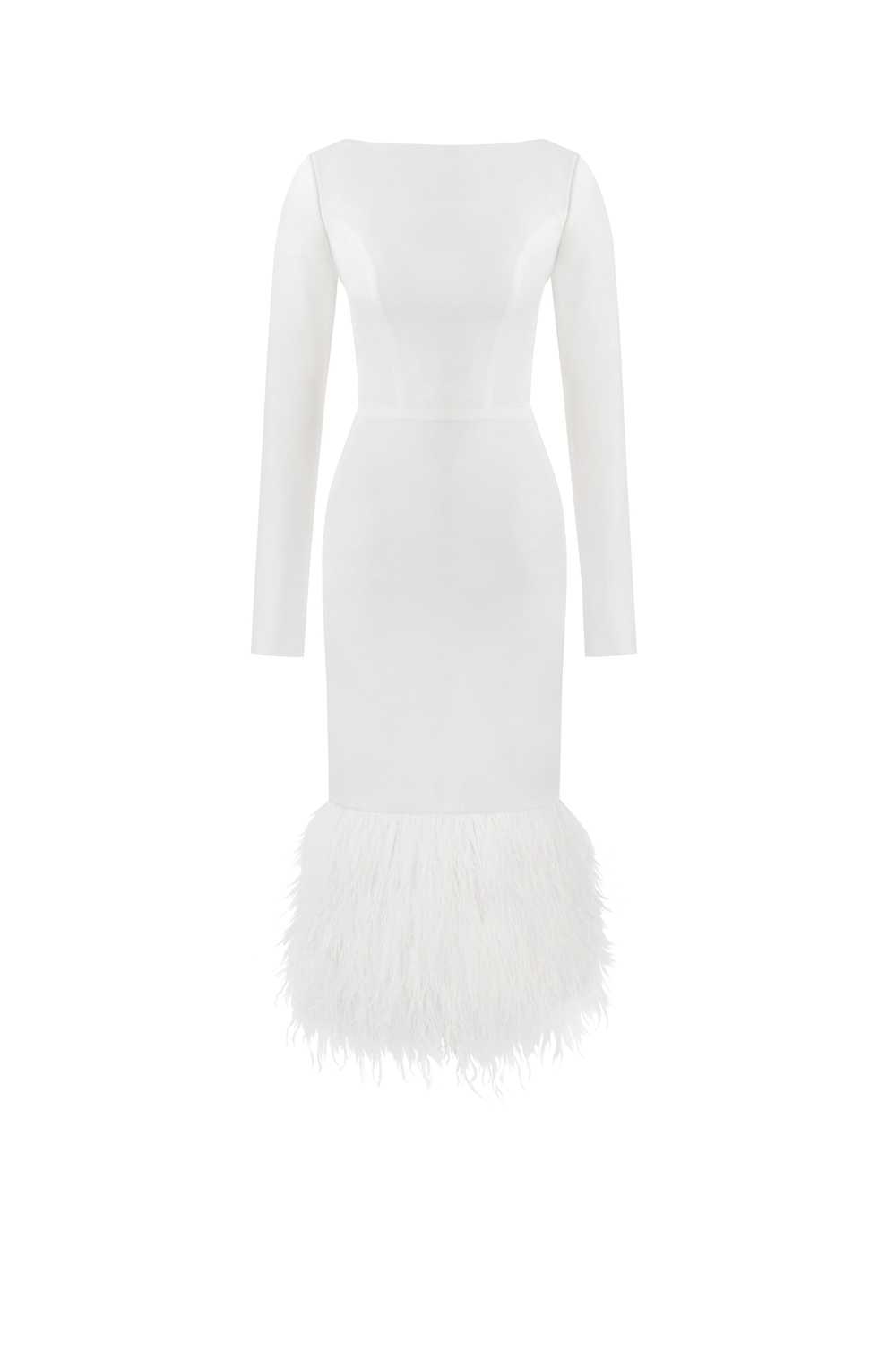 Milla Glamorous feather-trimmed midi dress - image 1