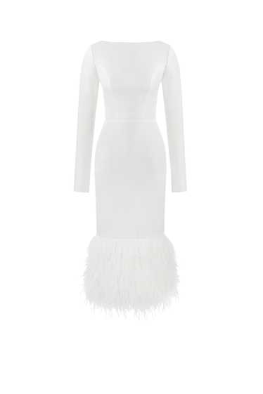 Milla Glamorous feather-trimmed midi dress - image 1