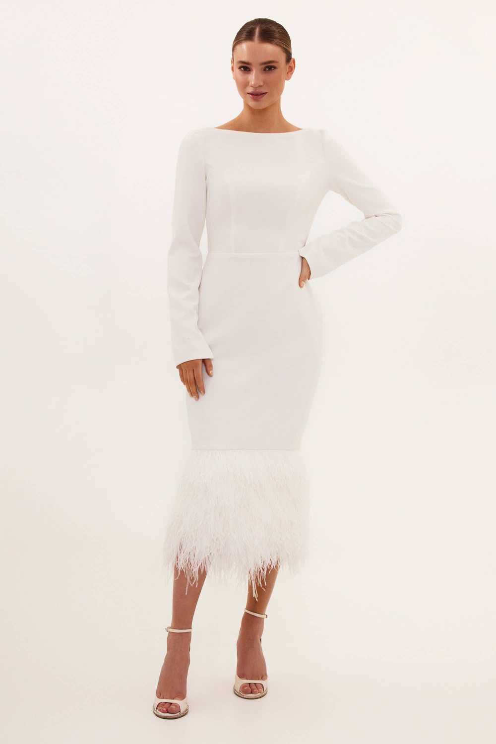 Milla Glamorous feather-trimmed midi dress - image 2