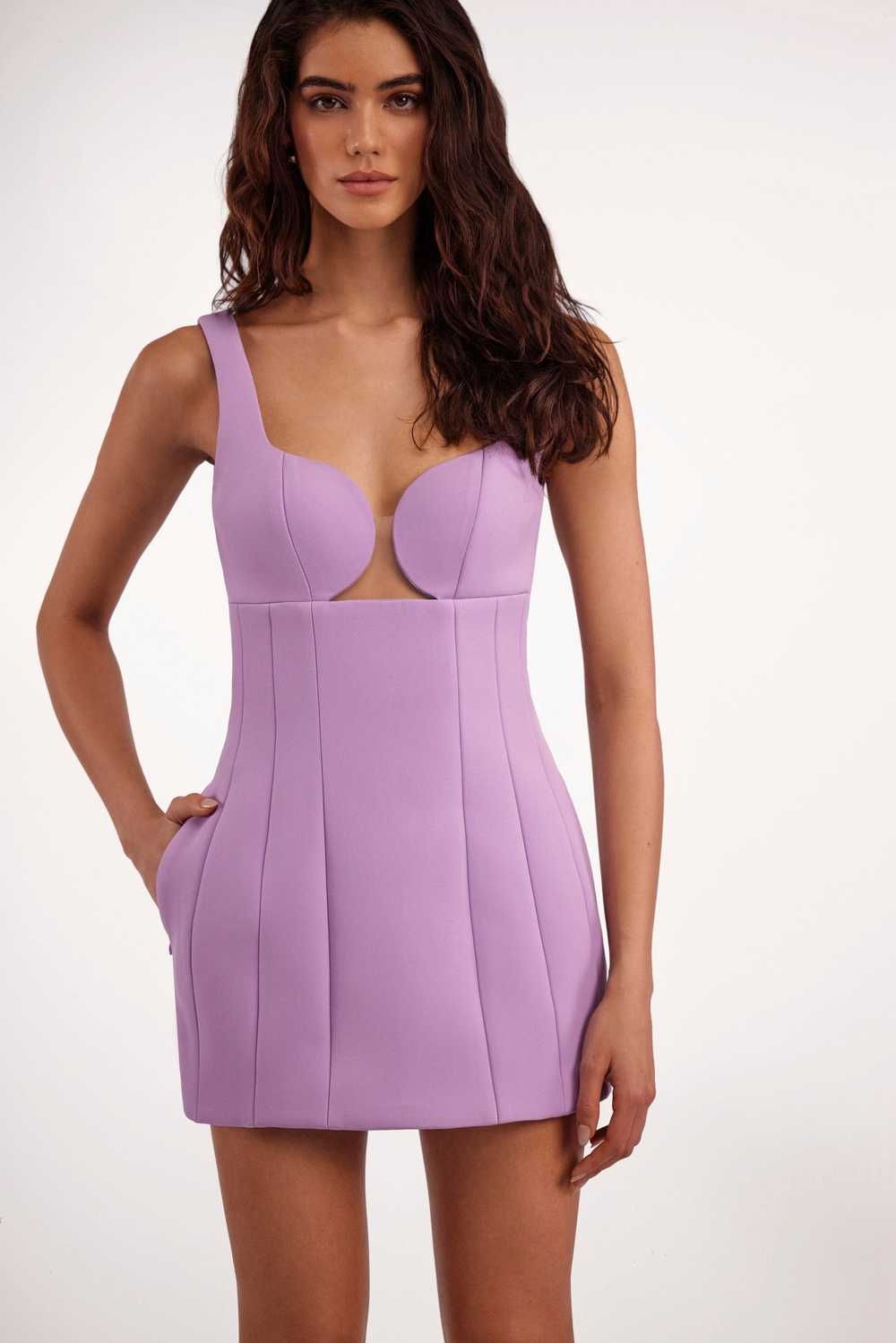 Milla Glossy ultra mini dress in lavender with cu… - image 6