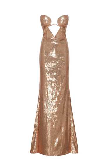 Milla Astonishing  sequined lace maxi dress in gol