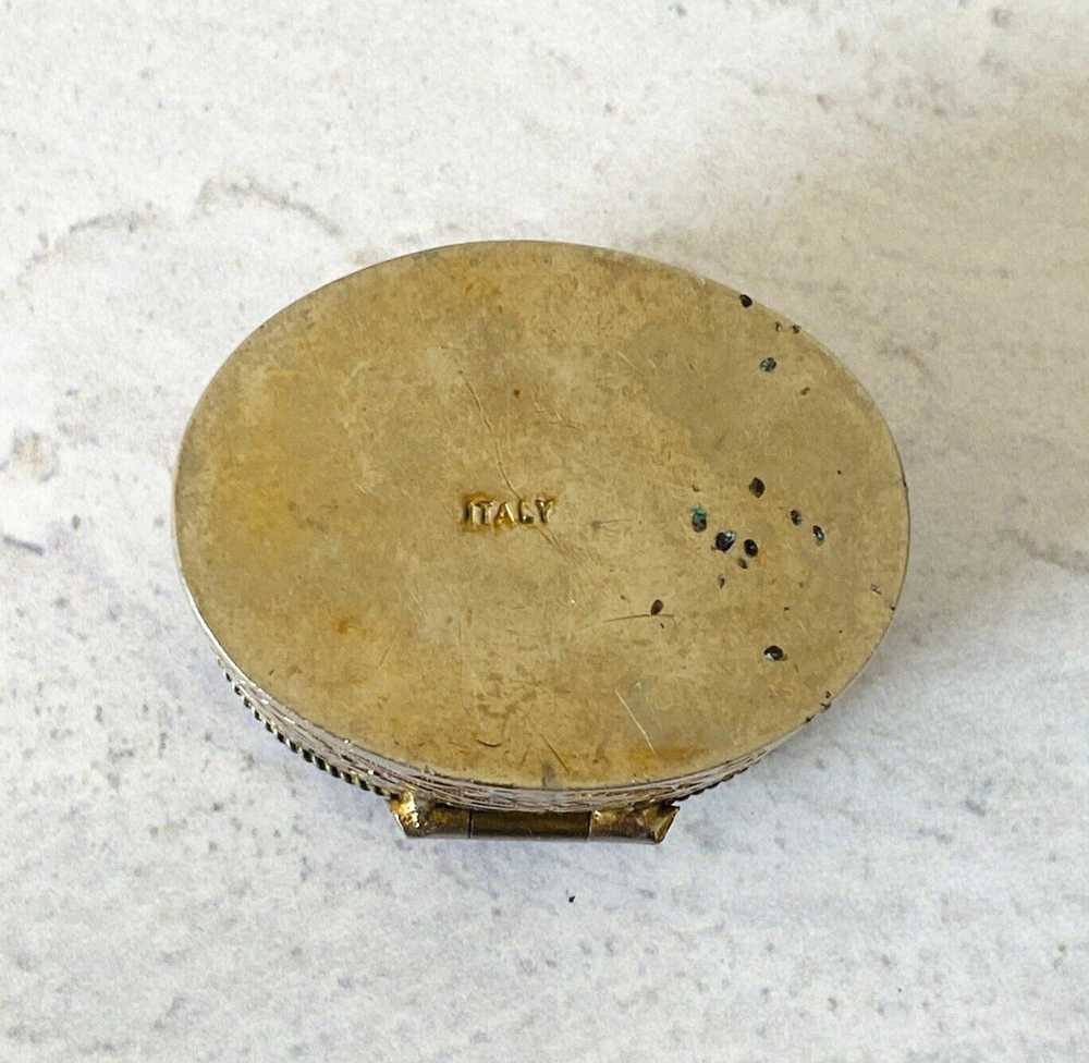 Vintage Micro Mosaic Pill Box Italy Oval Engraved… - image 10