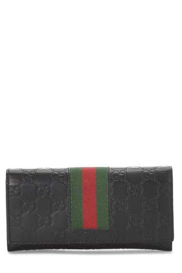 Black Guccissima Leather Web Wallet