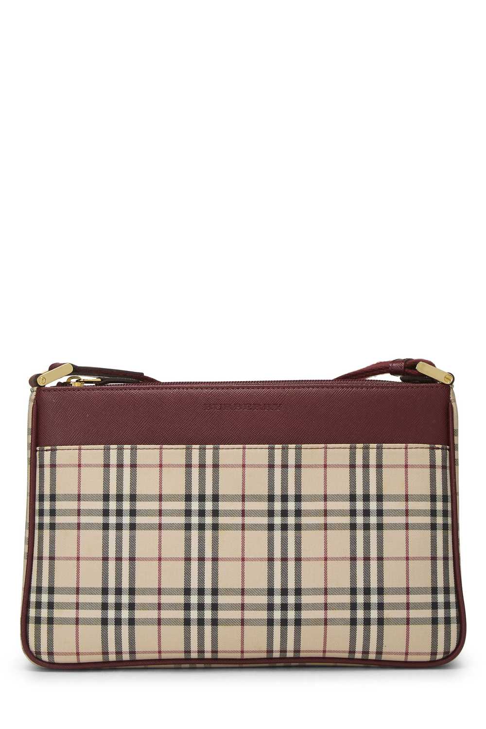 Burgundy Check Jacquard Canvas Crossbody - image 1