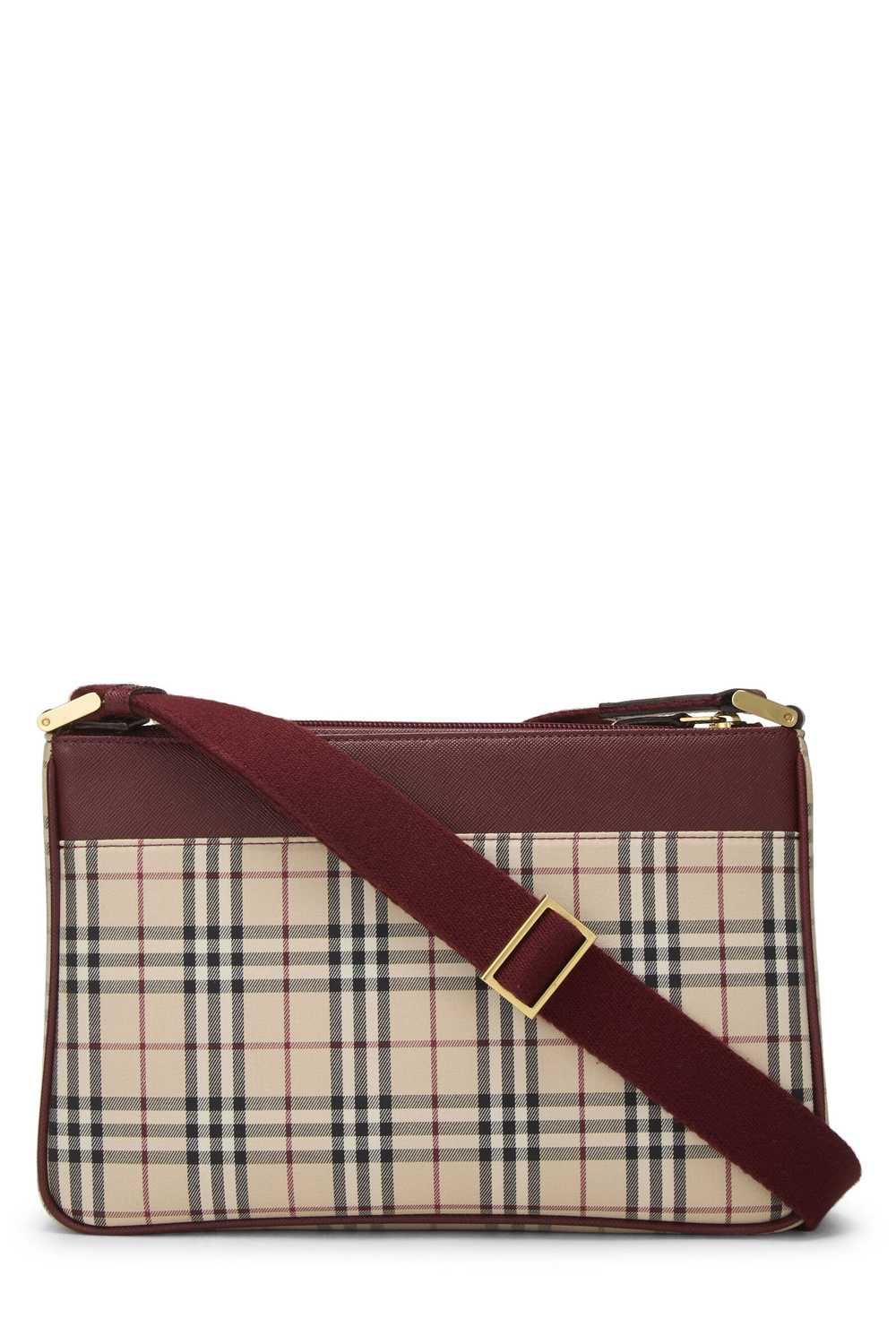 Burgundy Check Jacquard Canvas Crossbody - image 4