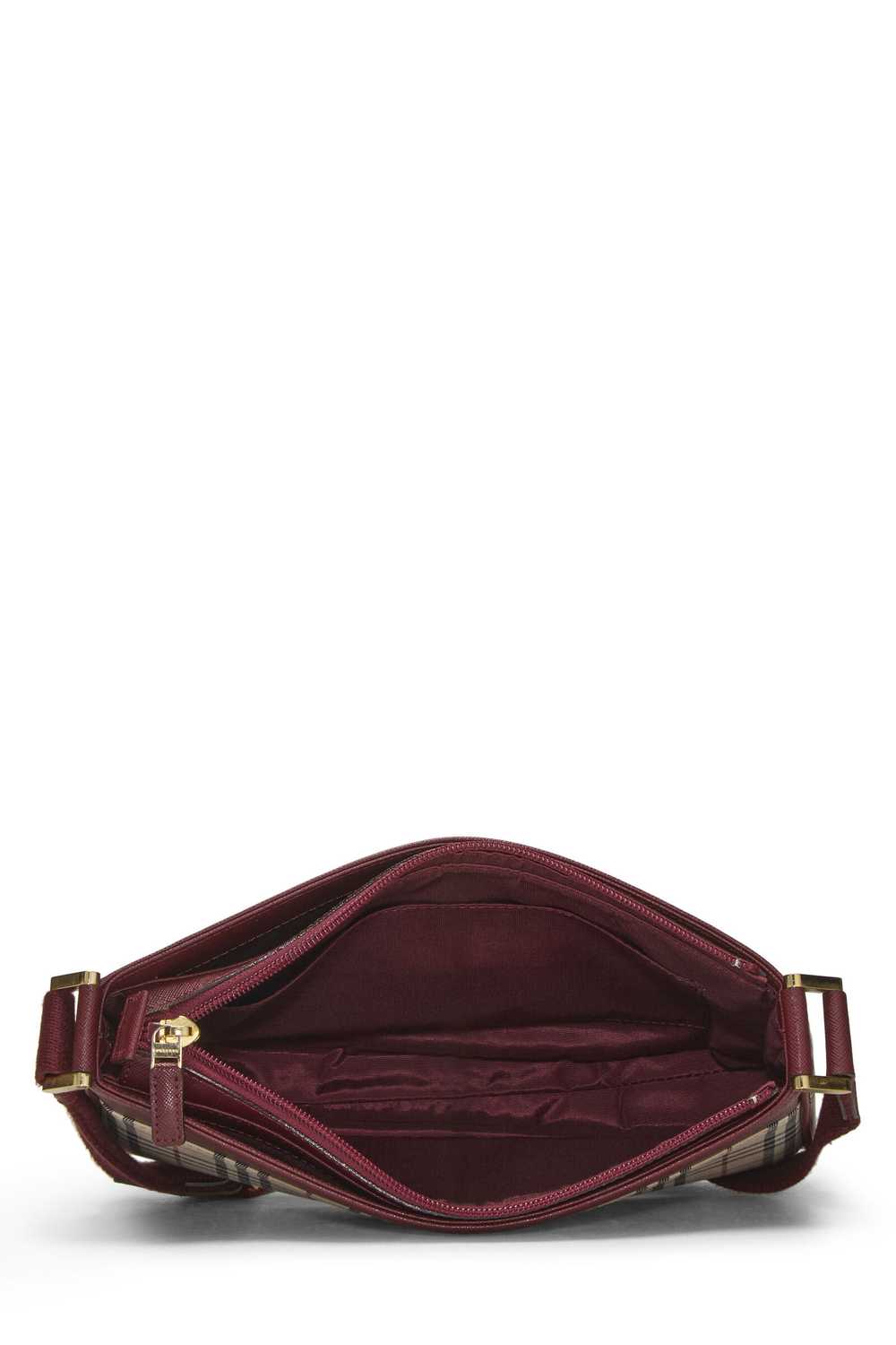 Burgundy Check Jacquard Canvas Crossbody - image 6