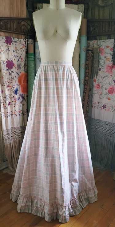 1900s Windowpane Plaid Cotton Skirt