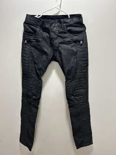 Balmain Balmain Quilted Moto Biker Denim Waxed Lea