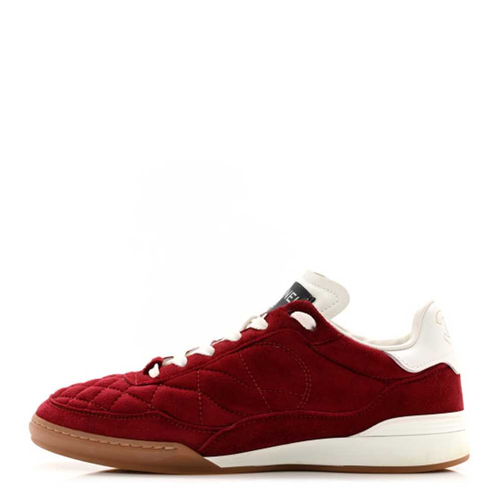 CHANEL Suede Kidskin Quilted Sneakers 36 Dark Red - image 1